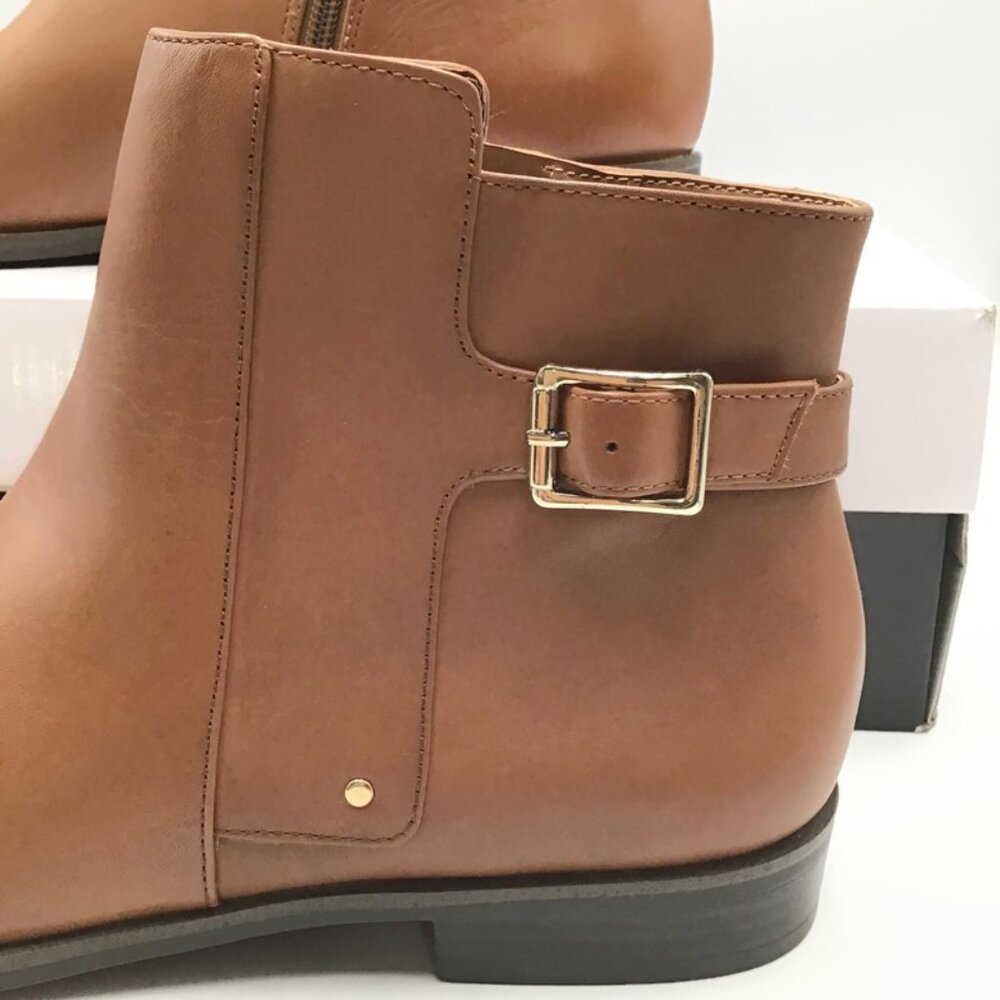 Alfani Step n Flex Genuine Leather Boots Womens 9.5 Cognac Brown Ankle Bootie - Picture 4 of 13